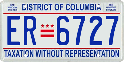 DC license plate ER6727