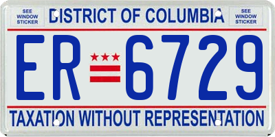 DC license plate ER6729
