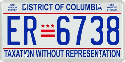 DC license plate ER6738