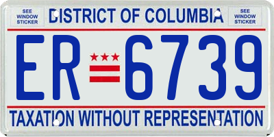 DC license plate ER6739