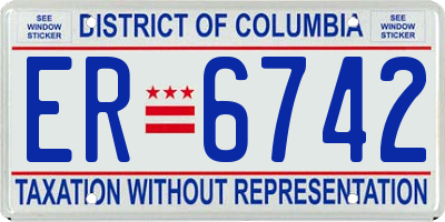 DC license plate ER6742