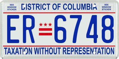 DC license plate ER6748