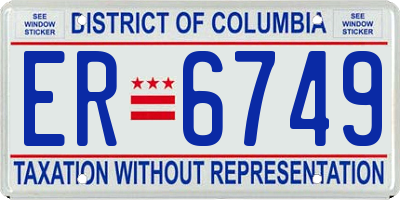 DC license plate ER6749