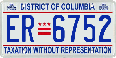 DC license plate ER6752