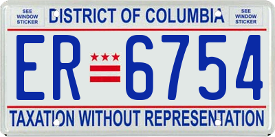 DC license plate ER6754