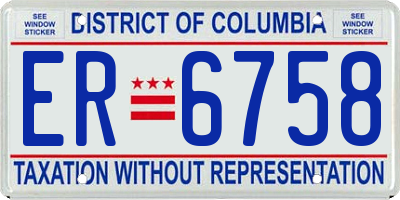 DC license plate ER6758