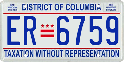 DC license plate ER6759
