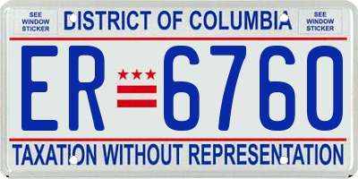 DC license plate ER6760