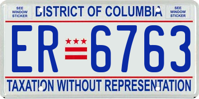 DC license plate ER6763