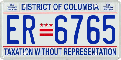 DC license plate ER6765