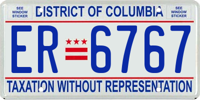 DC license plate ER6767