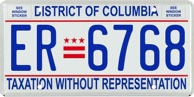 DC license plate ER6768