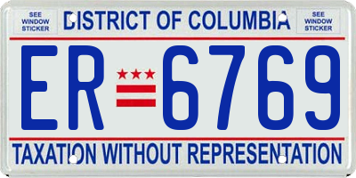 DC license plate ER6769
