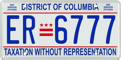 DC license plate ER6777