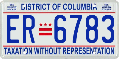DC license plate ER6783