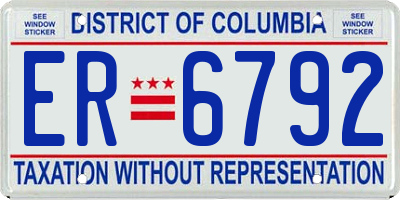 DC license plate ER6792