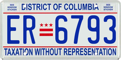 DC license plate ER6793