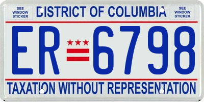DC license plate ER6798