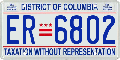 DC license plate ER6802