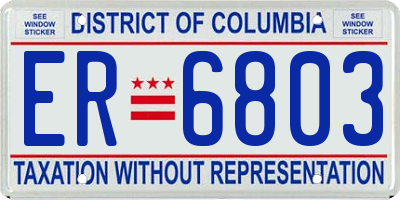 DC license plate ER6803