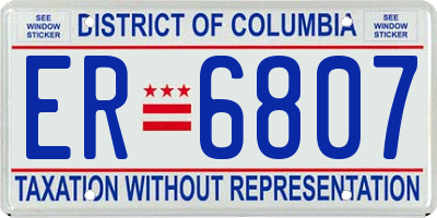 DC license plate ER6807