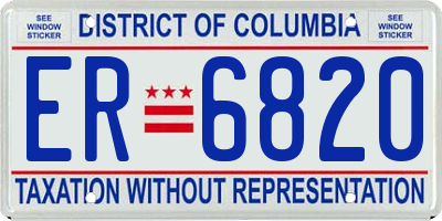 DC license plate ER6820