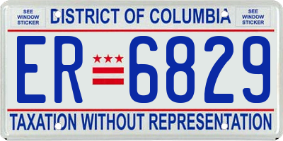 DC license plate ER6829