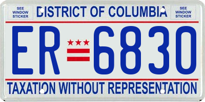 DC license plate ER6830
