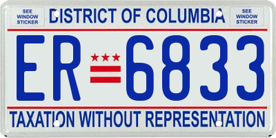 DC license plate ER6833