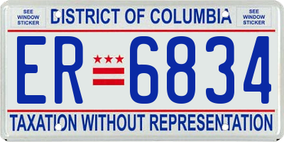 DC license plate ER6834