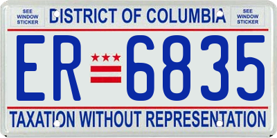 DC license plate ER6835