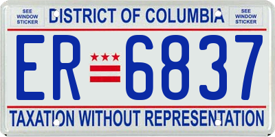 DC license plate ER6837