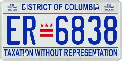 DC license plate ER6838