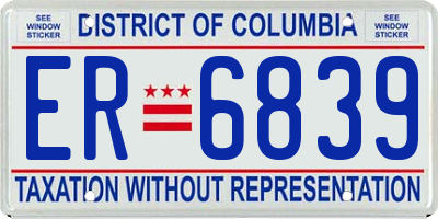 DC license plate ER6839