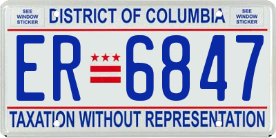 DC license plate ER6847