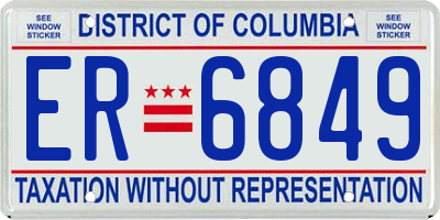 DC license plate ER6849