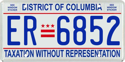 DC license plate ER6852