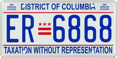 DC license plate ER6868