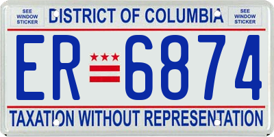 DC license plate ER6874