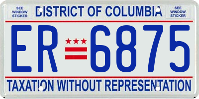 DC license plate ER6875