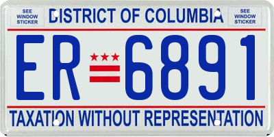 DC license plate ER6891