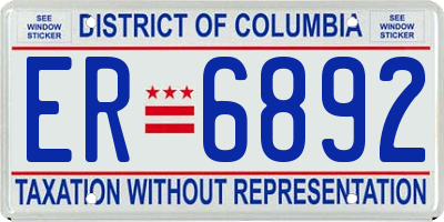 DC license plate ER6892