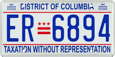 DC license plate ER6894
