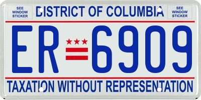 DC license plate ER6909