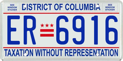 DC license plate ER6916