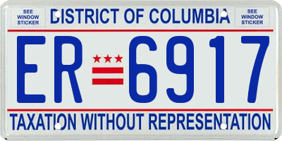 DC license plate ER6917