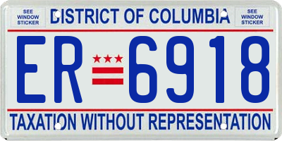 DC license plate ER6918
