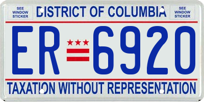 DC license plate ER6920