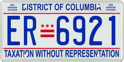 DC license plate ER6921