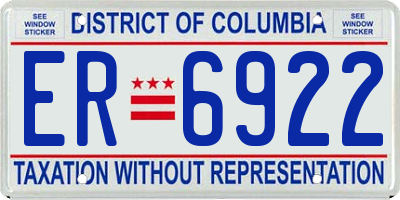 DC license plate ER6922
